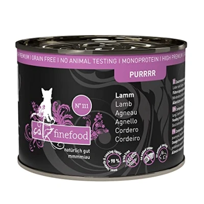 Imagen de catz finefood Purrrr Alimento para Gatos monoproteína Mojado N 111, sensibles a la nutrición, 70% de Carne, 6 latas 200 g