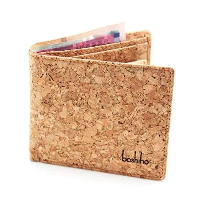 Imagen de Boshiho® Cartera de Corcho para Hombre Bifold Slim Vegan Monedero con Caja Regalo