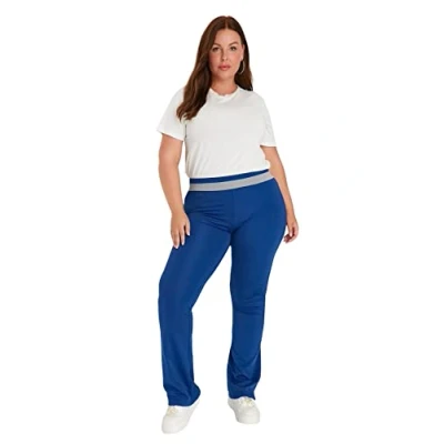 Imagen de Trendyol Regular Plus Size Sweatpants Pantalones de chándal, Navy Blue, 2XL para Mujer