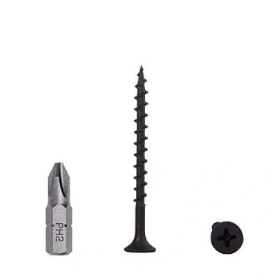 Imagen de Lote de 50 tornillos acero al carbono fosfato negro 3,9 x 45 mm, madera, cabeza Phillips Bugle Head, sujetadores aglomerado (50, mm)