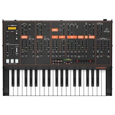 Imagen de Sintetizador analógico ODYSSEY de Behringer con 37 teclas tamaño completo, VCO duales, VCF multimodo 3 vías, secuenciador 32 pasos, arpegiador y Klark Teknik FX