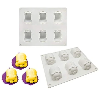 Imagen de DUBENS Moldes para Tartas con Forma de Cerdito en 3D, 6 Unidades, Molde Silicona postres franceses, loción jabón, Yeso, Chocolate, Caramelos, Cupcakes, Mantequilla, Cubitos Hielo