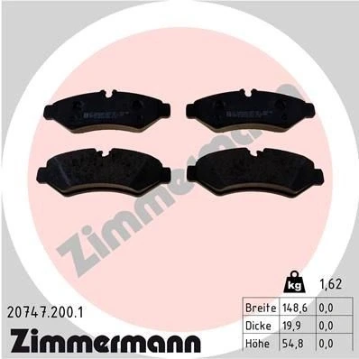 Imagen de ZIMMERMANN 20747.200.1 Juego de pastillas freno preparado para indicador desgaste Foto correspondiente a la entrega