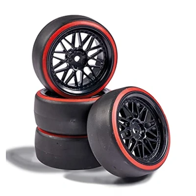 Imagen de Carson Juego de Ruedas Drift 500900157 1:10 (4) Negro/Rojo Accesorios para maquetas, Pieza Repuesto, Tuning, neumáticos, Set neumáticos