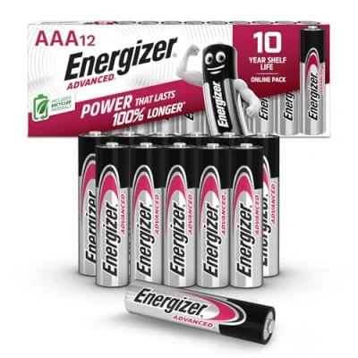 Imagen de Energizer Advanced Pilas AAA Alcalinas de 1,5 V Paquete 12 Larga Duración, Alta Potencia