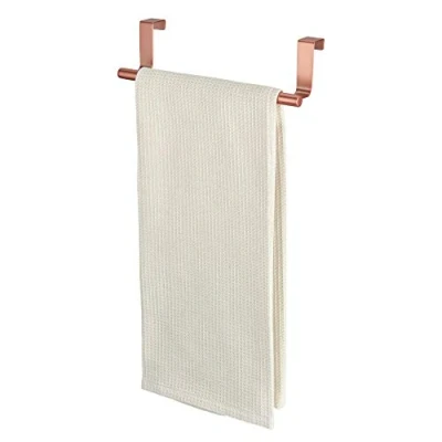 Imagen de iDesign Barra toallero, pequeño toallero sin taladro de metal para cuarto baño y aseo, ideal como colgador paños cocina, color cobre