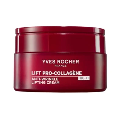 Imagen de Yves Rocher LIFT PRO COLLAGÈNE Crema de Noche AntiArrugas Lifting Reafirmante Fórmula Innovadora con Ficoide Glacial y Acido Hialuronico Alisa, Reafirma Nutre Fabricado en Francia 50ml