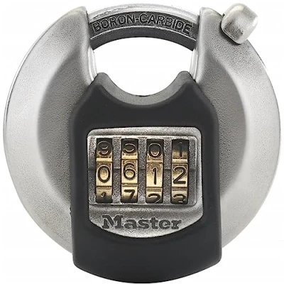 Imagen de MASTER LOCK Bloqueo de disco resistente [combinación] [acero inoxidable] [exterior] M40EURDNUM Ideal para unidades almacenamiento, cobertizos, garajes, remolques y más