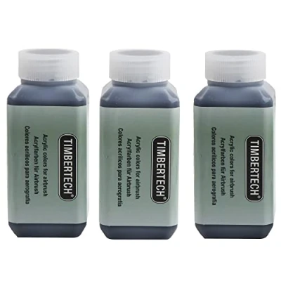 Imagen de Timbertech Juego de pinturas acrílicas negras para aerógrafo, 100 ml, 3 modelos a base agua