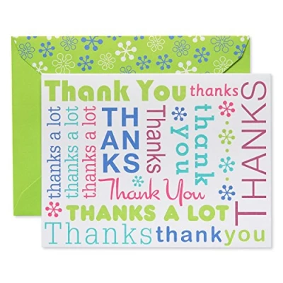 Imagen de American Greetings Tarjetas de agradecimiento con sobres, escritura multicolor (50 unidades)