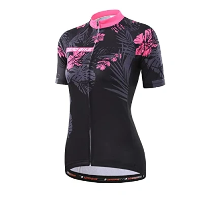Imagen de Manga Corta Ciclismo MTB Maillot para Mujer, Jersey Ropa Transpirable Deportes al Aire Libre Ciclo Bicicleta (Azalea, S)