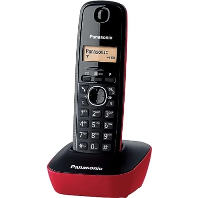 Imagen de Panasonic KX TG1611 Teléfono Fijo Digital (Pantalla LCD, inalámbrico), Negro y Rojo