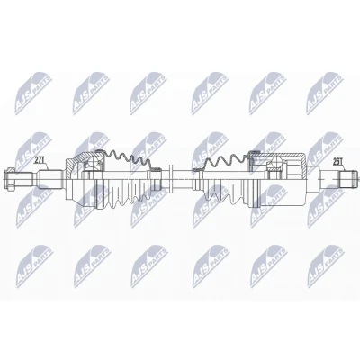 Imagen de NTY NPW FR 129 Árbol de transmisión Eje delantero, izquierda 640 Caja cambios manual FORD: FOCUS 3, 3 Turnier