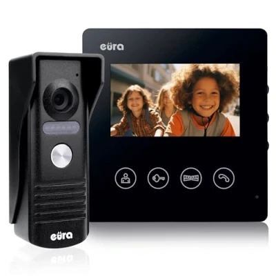 Imagen de Eura VDP 52A3 ATIRA videoportero intercomunicador 4 Hilos, Monitor Color 4,3 Pulgadas, 2 entradas, Negro, 1