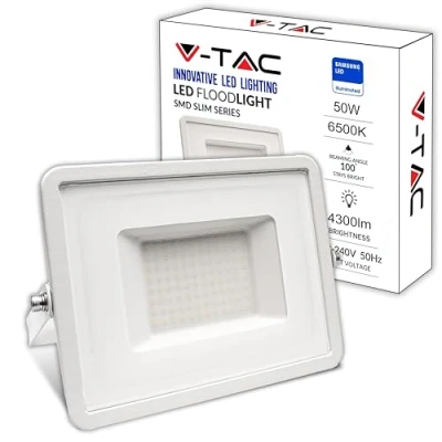 Imagen de V TAC Foco LED Exterior 50W [Altas Prestaciones] Blanco 4270 Lumen IP65 Proyector en Aluminio para Hogar, Jardín, Patio, Parque Garaje Resistente Agua Luz Frío 6500KK