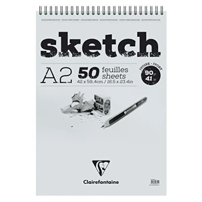 Imagen de Clairefontaine 96641C Bloc de dibujo con espiral doble (A2, 42 x 59 cm, 50 hojas, 90 g), color marfil