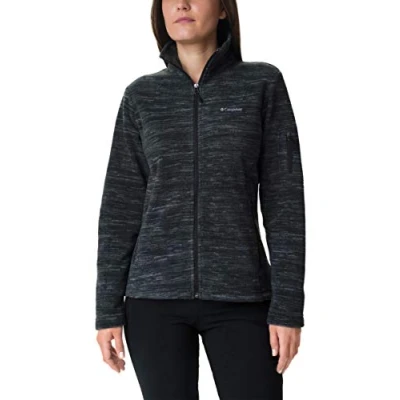 Imagen de Columbia Fast Trek Jacket, Chaqueta De Forro Polar Con Cremallera para Mujer, Black Spacedye Print, Talla L