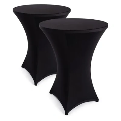 Imagen de Blumtal Mantel Funda elástica para mesas Altas Elegante de Bar, Negro, Ø 80 85cm Set 2
