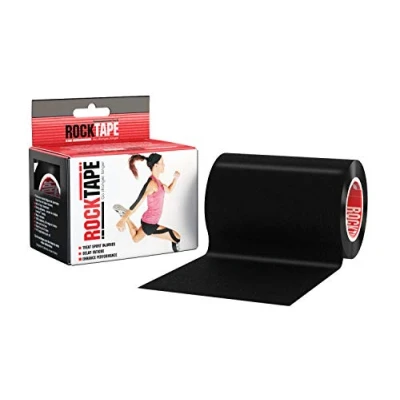 Imagen de RockTape Mini Big Daddy Roll Cinta Kinesiológica Pre Cortada (10x5 cm) Terapéutica Elástica para Hombro, Tobillo, Codo, Muñeca, Periostitis, Rodilla Libre de Látex Negro