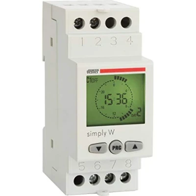 Imagen de Vemer ve513800 simply w interruttore orario digitale, timer con programmazione settimanale, 2 moduli din, grigio