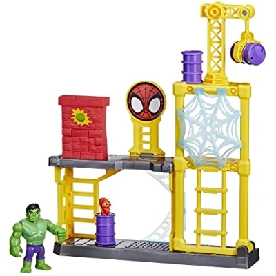 Imagen de SPIDEY AND HIS AMAZING FRIENDS Marvel Parque de Juegos Hulk Set Juego con Torre para derribar y Pared Romper Juguetes superhéroes