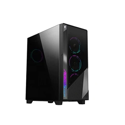Imagen de AORUS C500 Glass Carcasa Negra para Juegos de PC Torre Media, Vidrio Templado, USB Tipo C, 4 Ventiladores ARBG incluidos (GB AC500G ST)