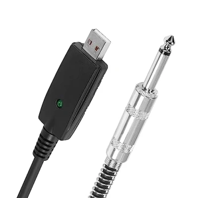 Imagen de SinLoon cable USB a conector de guitarra 6,35 mm Interfaz audio estudio 10 pies Adaptador computadora para instrumentos Grabación Cantar