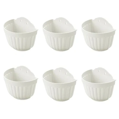 Imagen de ORIMERC 6 macetas de 25 cm, Flores Pared Verticales para Colgar jardín, salón, Ventana, Interior, Exterior, Cocina, Hierbas, balcón, balaustrada, Estante, Valla, decoración celosía Blanca