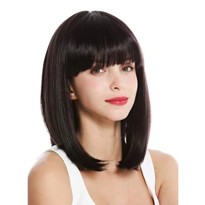 Imagen de WIG ME UP VK 1 3HDEEPVIOL peluca de mujer pelo corto al hombro Bob largo flequillo liso castaño oscuro violeta