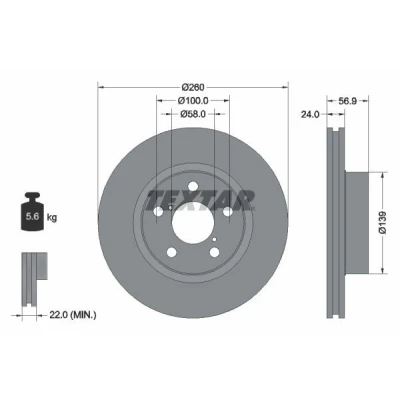 Imagen de TEXTAR 92081900 Disco de freno 260 24 05/07 100 ventilación interna sin perno sujeción rueda, buje rueda SUBARU: Impreza II Berlina