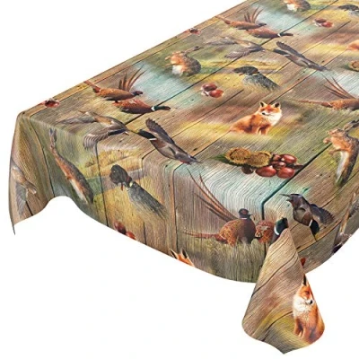 Imagen de Anro Mantel de hule lavable, para mesa, 95% PVC, 5% poliéster., Diseño caza madera., 100 x 140cm Schnittkante