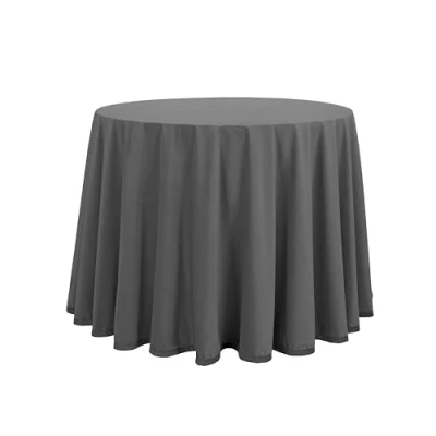 Imagen de Donegal Collections Falda Mesa Camilla Redonda 110 cm Gris Antracita Faldillas Invierno Altura 75 Tejido Aterciopelado Ideal Otoño/Invierno, Fabricado 100% España