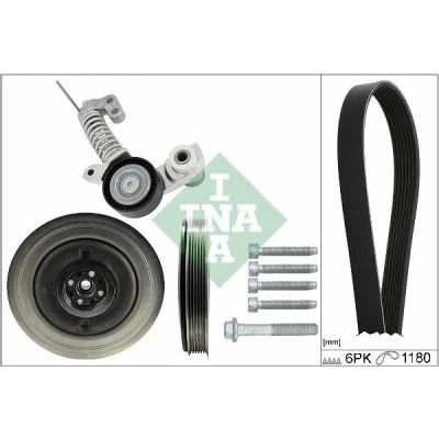 Imagen de INA 529 0374 21 Juego de correas trapeciales poli V Revisar/sustituir poleas libres del alternador VOLVO: XC60 I, V60 S80 II