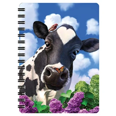 Imagen de 3D LiveLife Libreta vaca curiosa de Deluxebase. pequeña A6 con espiral, lenticular y hojas lisas recicladas. Ilustraciones licencia del reconocido artista Jerry LoFaro