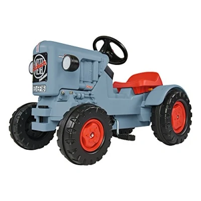 Imagen de BIG Eicher Diesel ED 16 Tractor Ajuste de Asiento 3 Niveles, Infantil con transmisión por Cadena precisión, vehículo a Pedales para niños Partir años, Color Gris, groß (800056565)