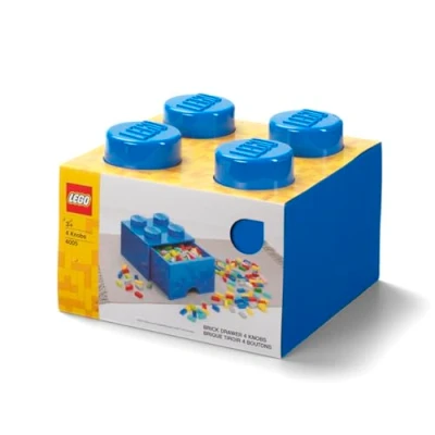 Imagen de Room Copenhagen LEGO Ladrillo 4 pomos, 1 cajón, caja de almacenaje apilable, 4,7 l, color 023 bright blue, 12,5 x 18 cm 40051731