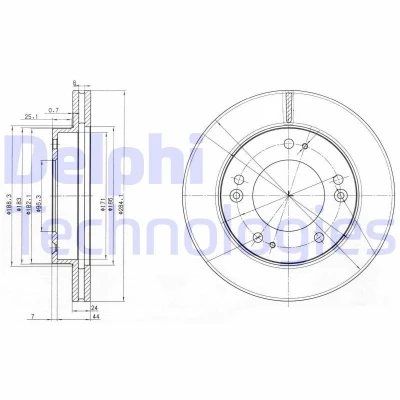 Imagen de DELPHI BG3226 Disco de freno 284 24 5 ventilado aceitado sin procesar cojinete rueda, anillo sensor ABS KIA: Sportage I