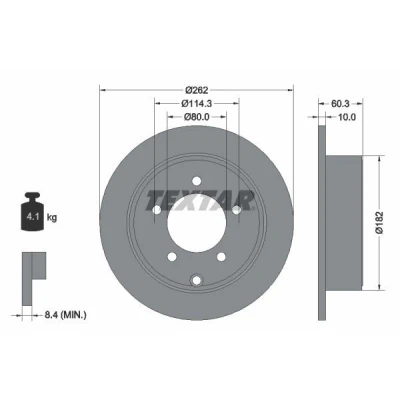 Imagen de TEXTAR PRO 92202903 Disco de freno 262 10 05/06 114,3 macizo revestido sin perno sujeción rueda, buje rueda JEEP: Compass, Patriot