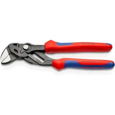 Imagen de Knipex Tenaza llave alicate y en una sola herramienta gris atramentado, con fundas multicomponentes 180 mm 86 02