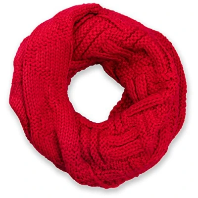 Imagen de styleBREAKER fular de tubo punto con motivo reja y pespunteado, fino monocolor, chal invierno, unisex 01018155, color:Rojo