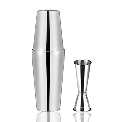 Imagen de Coctelera Boston 750ml 600ml,Anfly Coctéles Acero Inoxidable con Vaso Medidor de Cócteles Jigger 60ml 30ml,Cocktail Kit Mezclador Tin on