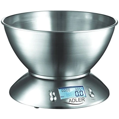 Imagen de Adler AD 3134 Báscula de Cocina Digital con Pantalla LCD, Alta Precisión 1Gr, Hasta 5 Kg, Bowl medidor,