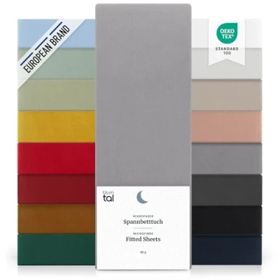 Imagen de Blumtal Basics Set de 2 Sábana Bajera Ajustable Microfibra Cepillada para colchón 25 27 cm Altura, Cama 105: 105 x 190 30 cm, Gris