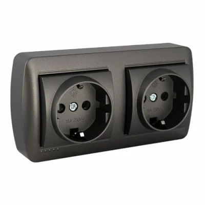 Imagen de Solera Base de Enchufe Mural 2p+t Grafito 16 A 250 V Doble