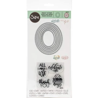Imagen de Sizzix Framelits Juego de plantillas troquelado (6 unidades), diseño ovalado, multicolor