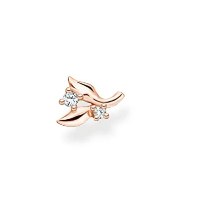 Imagen de Thomas Sabo Pendientes de tuerca para mujer, diseño hojas con piedras blancas, Plata ley 925, OneSize, ley, Circonia cúbica