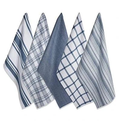 Imagen de DII Oversized, Ultra Absorbente, Professional Grade, Luxury Kitchen Dishtowel for Everyday Use, 18 x 28 Set of 5 Gray, algodón, Color Azul.,