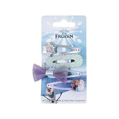 Imagen de Pack de 4 Horquillas Frozen Diseño Multicolor Elaboradas con Materiales Resistentes Estampado Personajes Producto Original Diseñado en España
