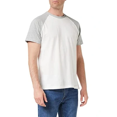Imagen de Build Your Brand Raglan Contrast tee Camiseta, Blanco (White/Heather Grey), L para Hombre