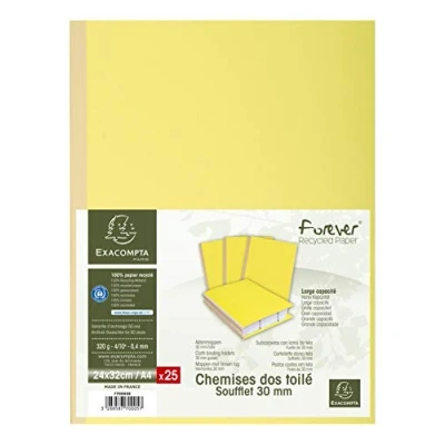 Imagen de Exacompta 770005E Lote de 25 Subcarpetas con Fuelle Tela Forever® 320, Color Amarillo